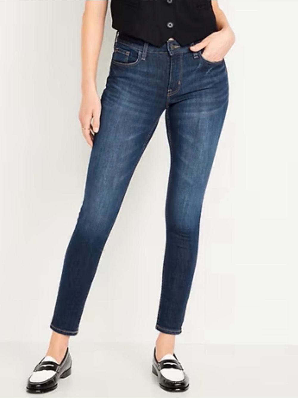 Old Navy Dark Wash Mid Rise Skinny Jeans 8 Long